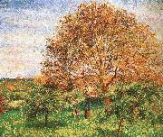 Camille Pissarro Red sky under the apple tree
